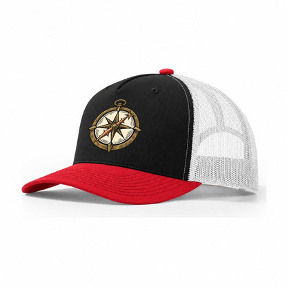 Cactus Compass Needle Sundown Familiars Trucker Hat – Black Red White