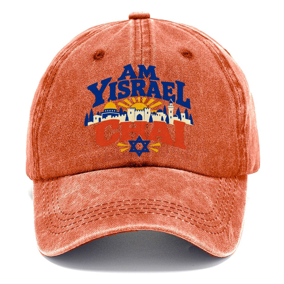 Am Yisrael Chai Lettering Jerusalem Classic Cap – Terracotta Clay