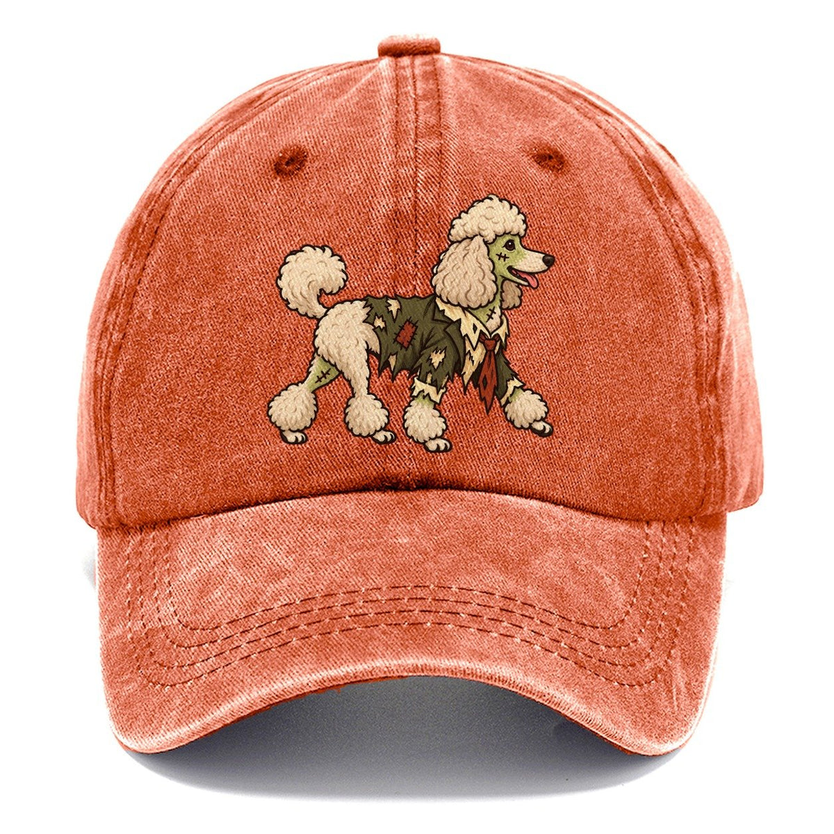 One Poodle In Halloween Costume Zombie With A Torn Collar And A Few Patch Stitches Halloween Dog Parade Classic Cap – Terracotta Clay