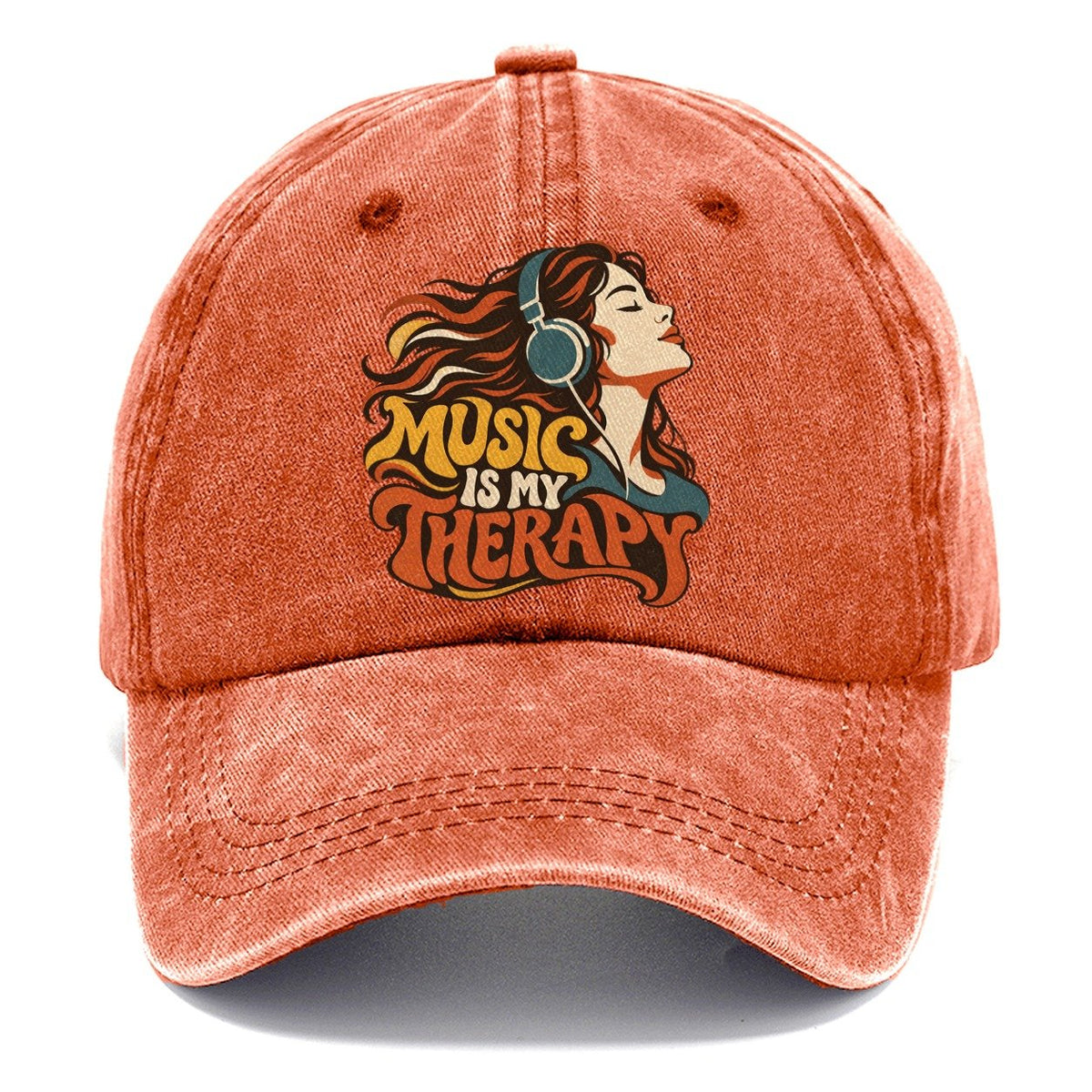 Music Is My Therapy Headphones Girl Classic Cap – Terracotta Clay
