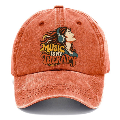Music Is My Therapy Headphones Girl Classic Cap – Terracotta Clay