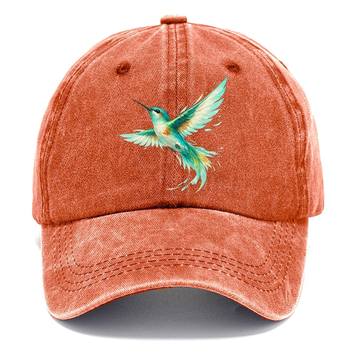 Teal Watercolor Hummingbird Classic Cap – Terracotta Clay