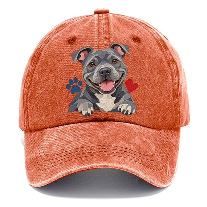 Cut-Paper Staffy Blue Velvet Companions Classic Cap – Terracotta Clay