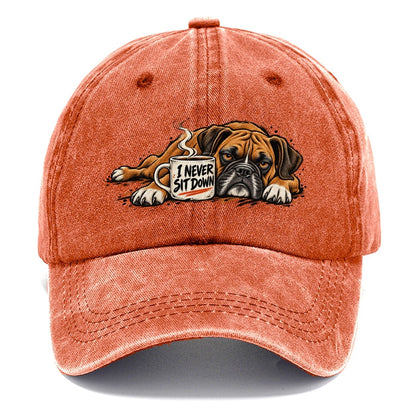 I Never Sit Down Boxer Dog Coffee Classic Cap – Terracotta Clay