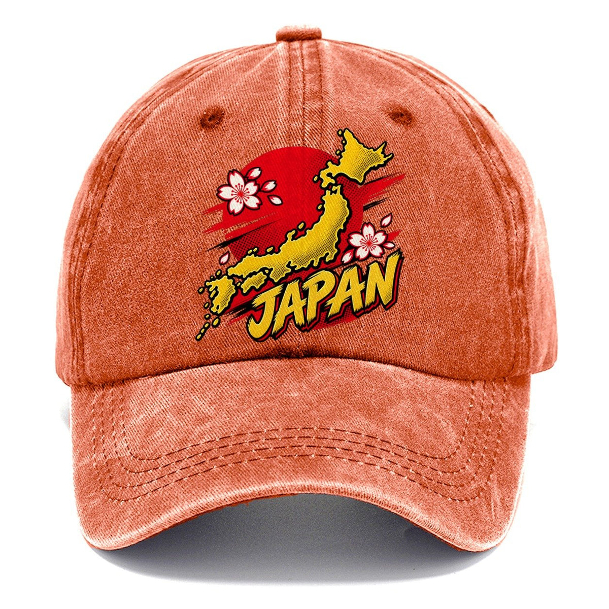 Japan Map Cherry Blossom Sun Classic Cap – Terracotta Clay