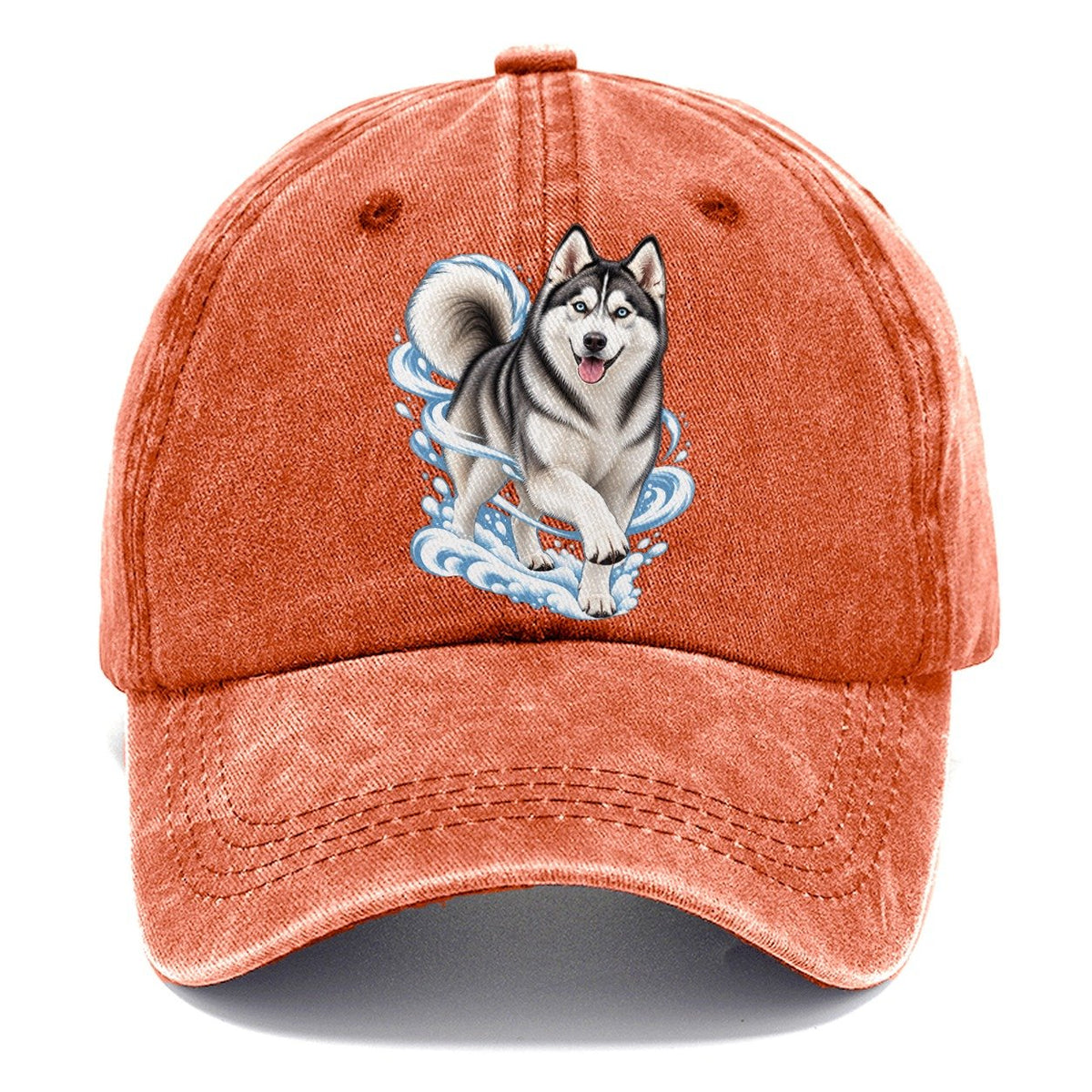 Blue-Eyed Husky Snow Swirl Classic Cap – Terracotta Clay