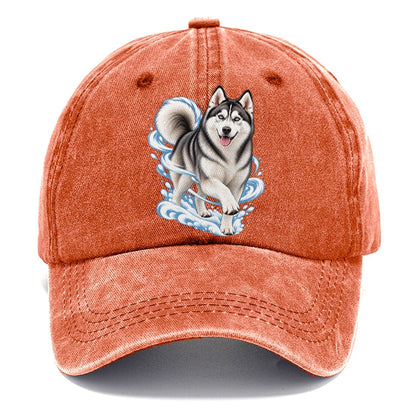Blue-Eyed Husky Snow Swirl Classic Cap – Terracotta Clay
