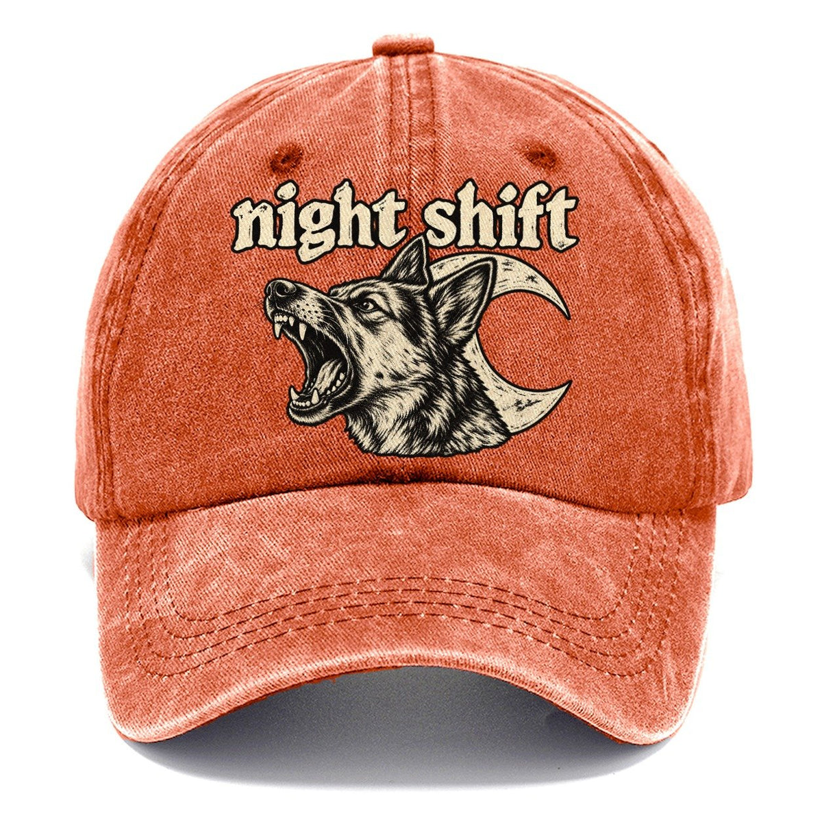 A Barking Dog Head Overlapping A Crescent Moon Bark For Me Classic Cap – Terracotta Clay