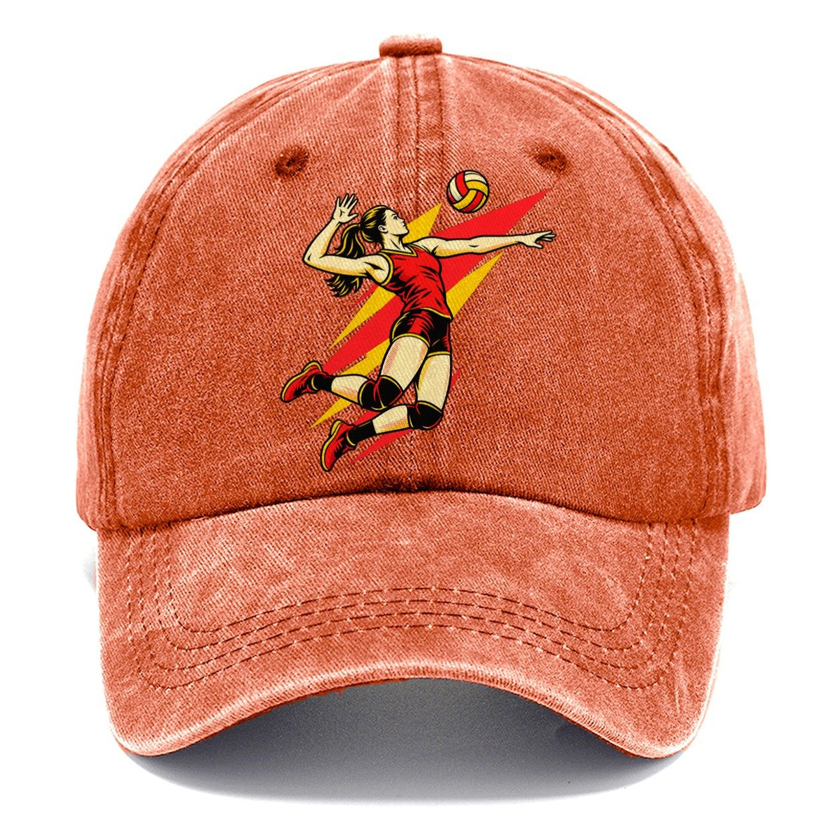 Volleyball Spike Pop Art Classic Cap – Terracotta Clay