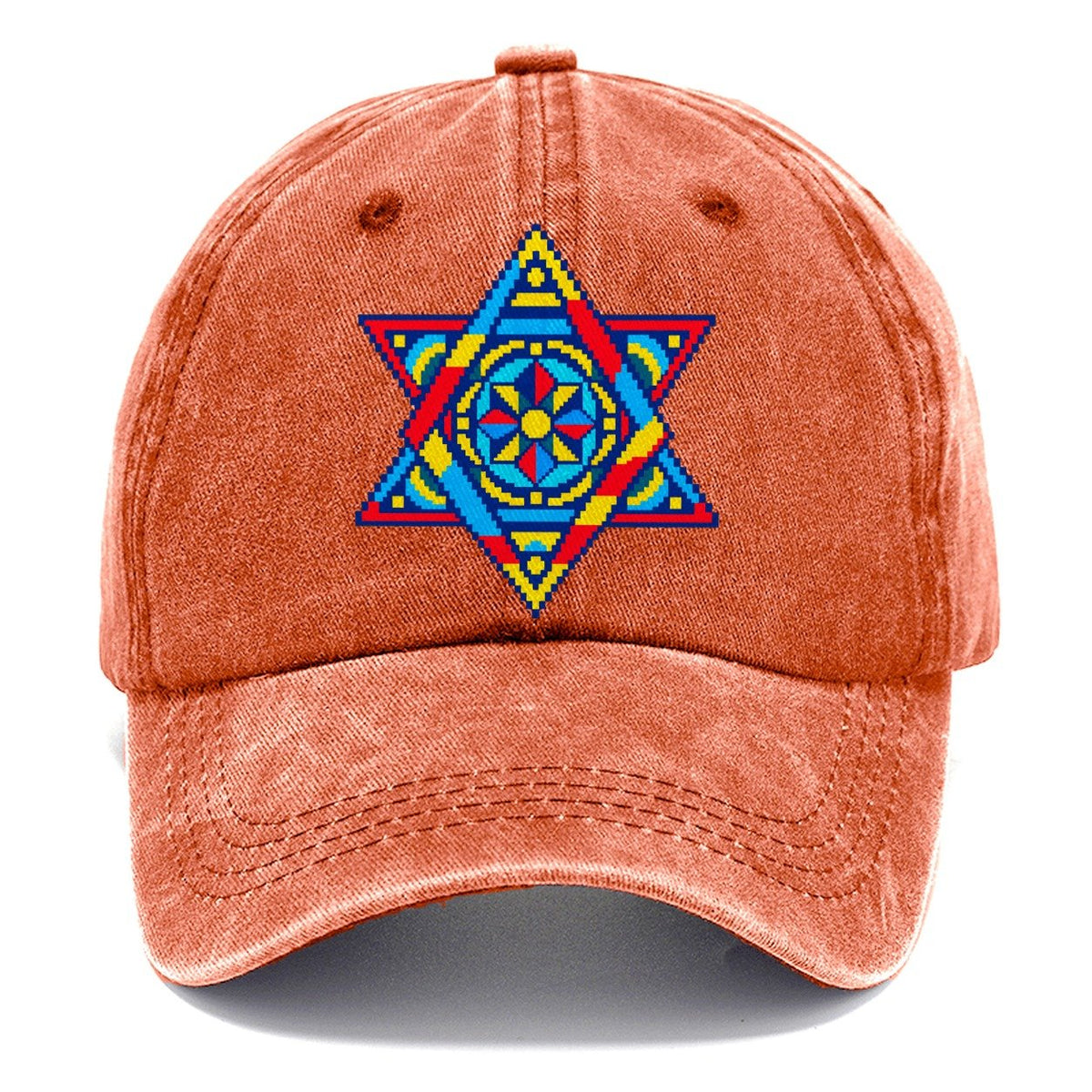 Pixel Art Star of David Classic Cap – Terracotta Clay