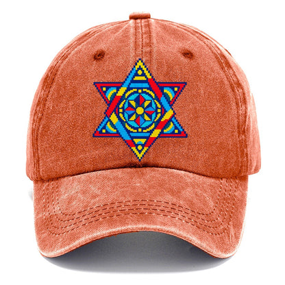 Pixel Art Star of David Classic Cap – Terracotta Clay