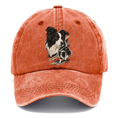 Border Collie Portrait and Pup Classic Cap – Terracotta Clay