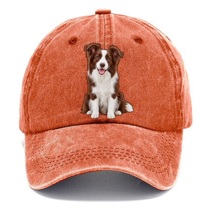 Brown And White Border Collie Classic Cap – Terracotta Clay