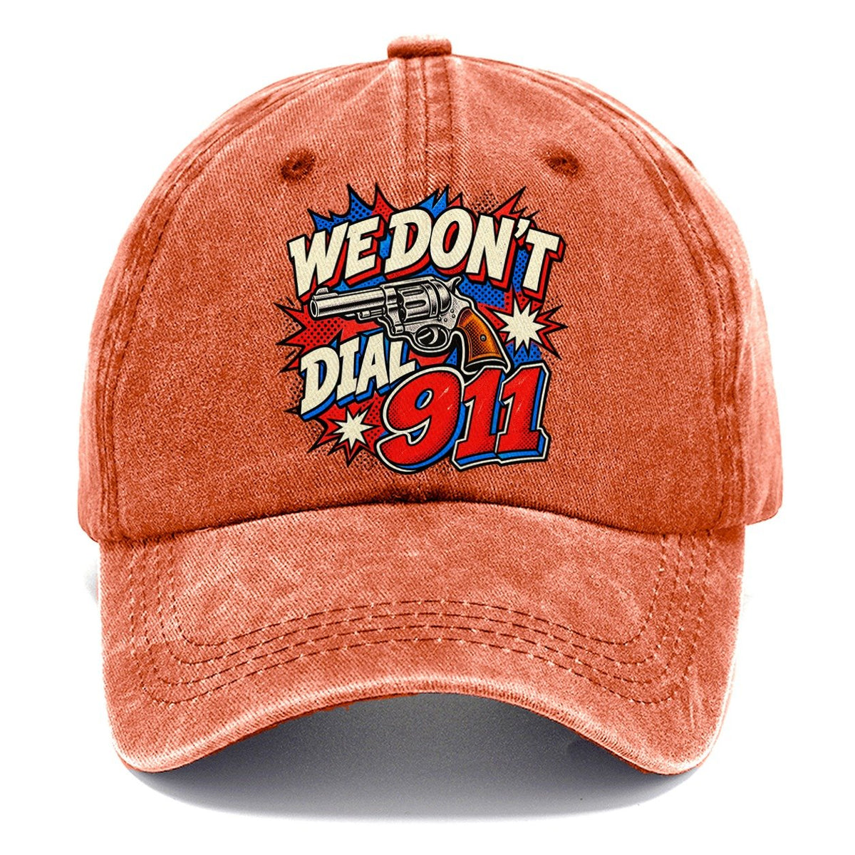 Comic Pop Burst We Don't Dial 911 Classic Cap – Terracotta Clay