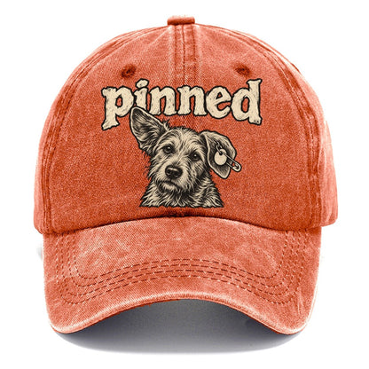 A Scruffy Dog Head With A Safety Pin Through The Ear Tag Bark For Me Classic Cap – Terracotta Clay