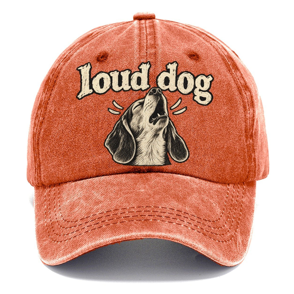 A Howling Beagle Head Tipped Back Bark For Me Classic Cap – Terracotta Clay