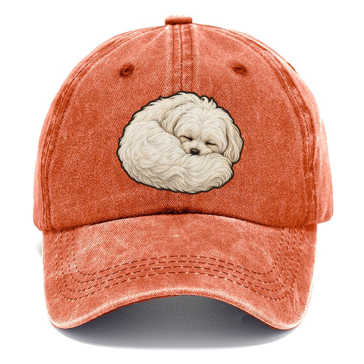 Maltese Curled Asleep Fan Favorites Classic Cap – Terracotta Clay