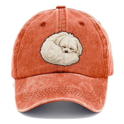 Maltese Curled Asleep Fan Favorites Classic Cap – Terracotta Clay