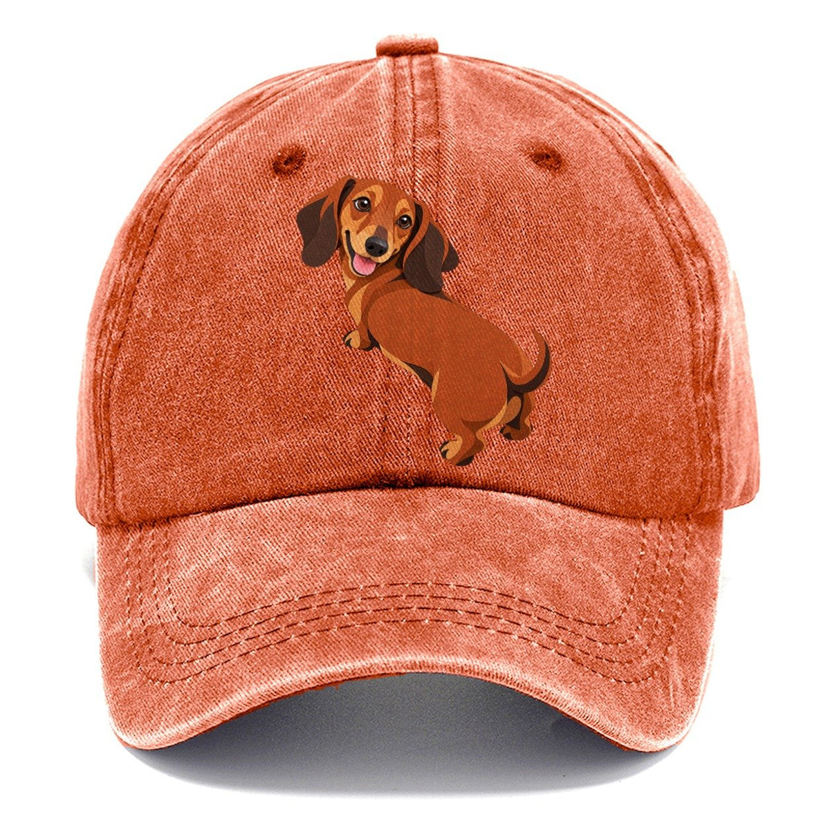 Happy Dachshund Looking Back Classic Cap – Terracotta Clay