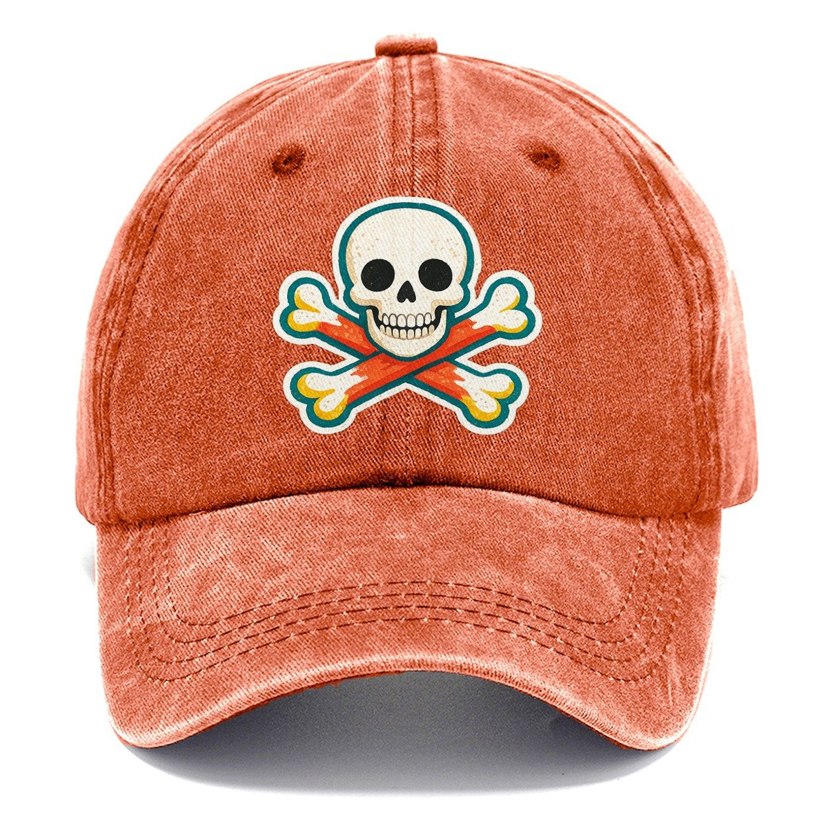 Teal Outline Skull and Crossbones Classic Cap – Terracotta Clay