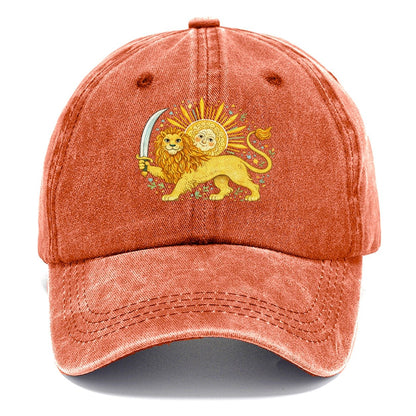 Sword-Wielding Lion Sun Emblem Classic Cap – Terracotta Clay