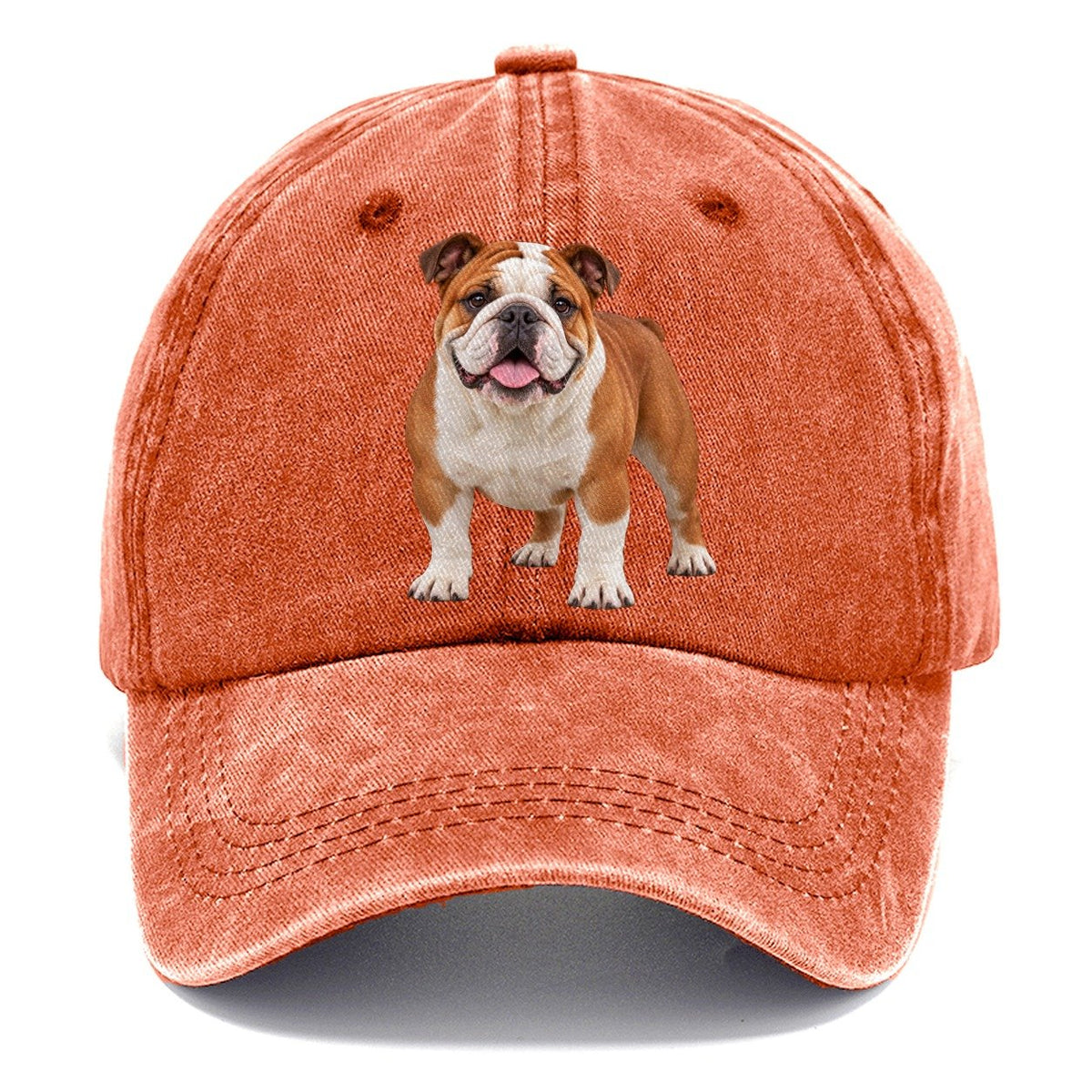 English Bulldog Standing Top Breeds Classic Cap – Terracotta Clay