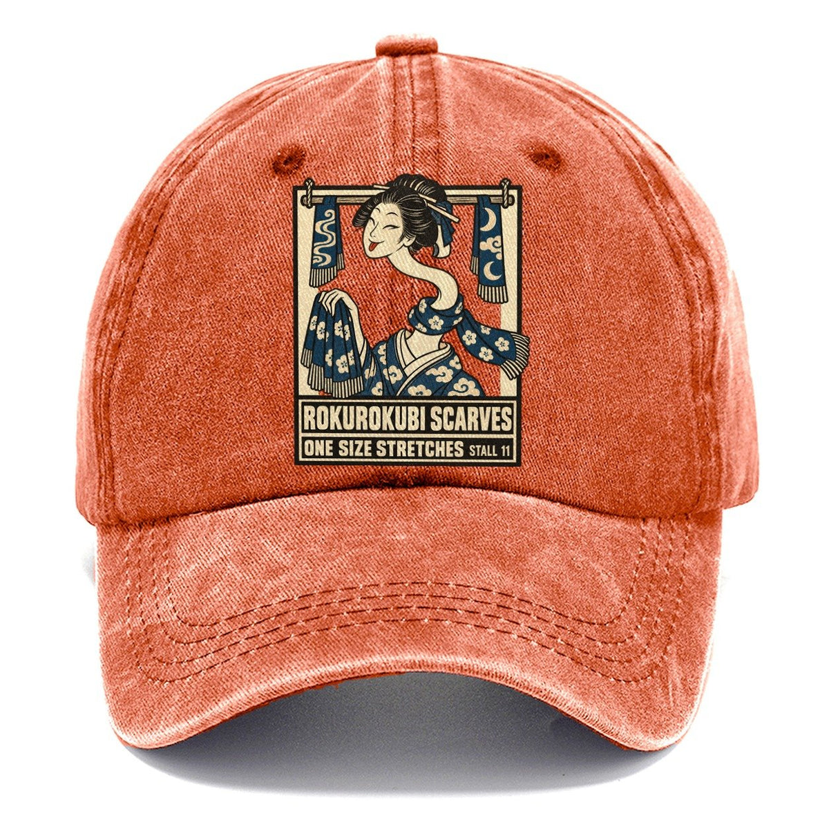 Rokurokubi Scarves Yokai Night Market Classic Cap – Terracotta Clay