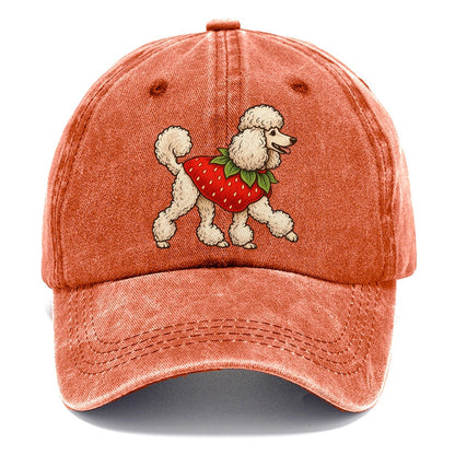 One Standard Poodle In Halloween Costume Strawberry Costume With A Green Leafy Collar Halloween Dog Parade Classic Cap – Terracotta Clay