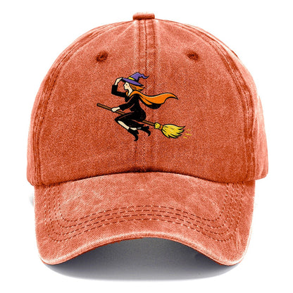 Flying Witch on Broomstick Classic Cap – Terracotta Clay