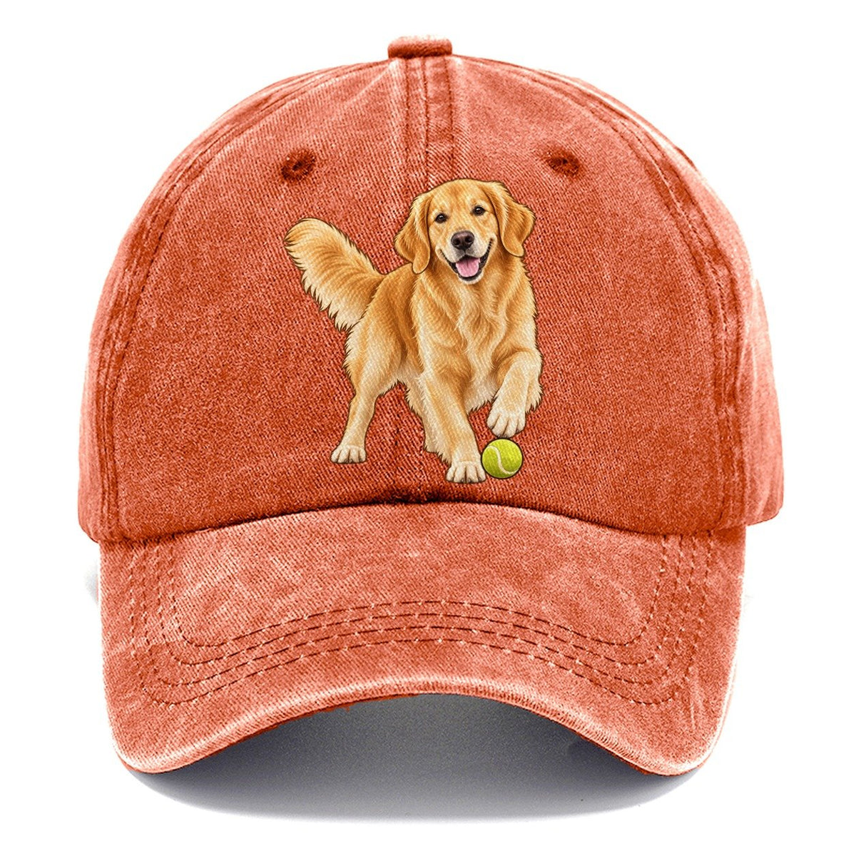Golden Retriever with Tennis Ball Classic Cap – Terracotta Clay