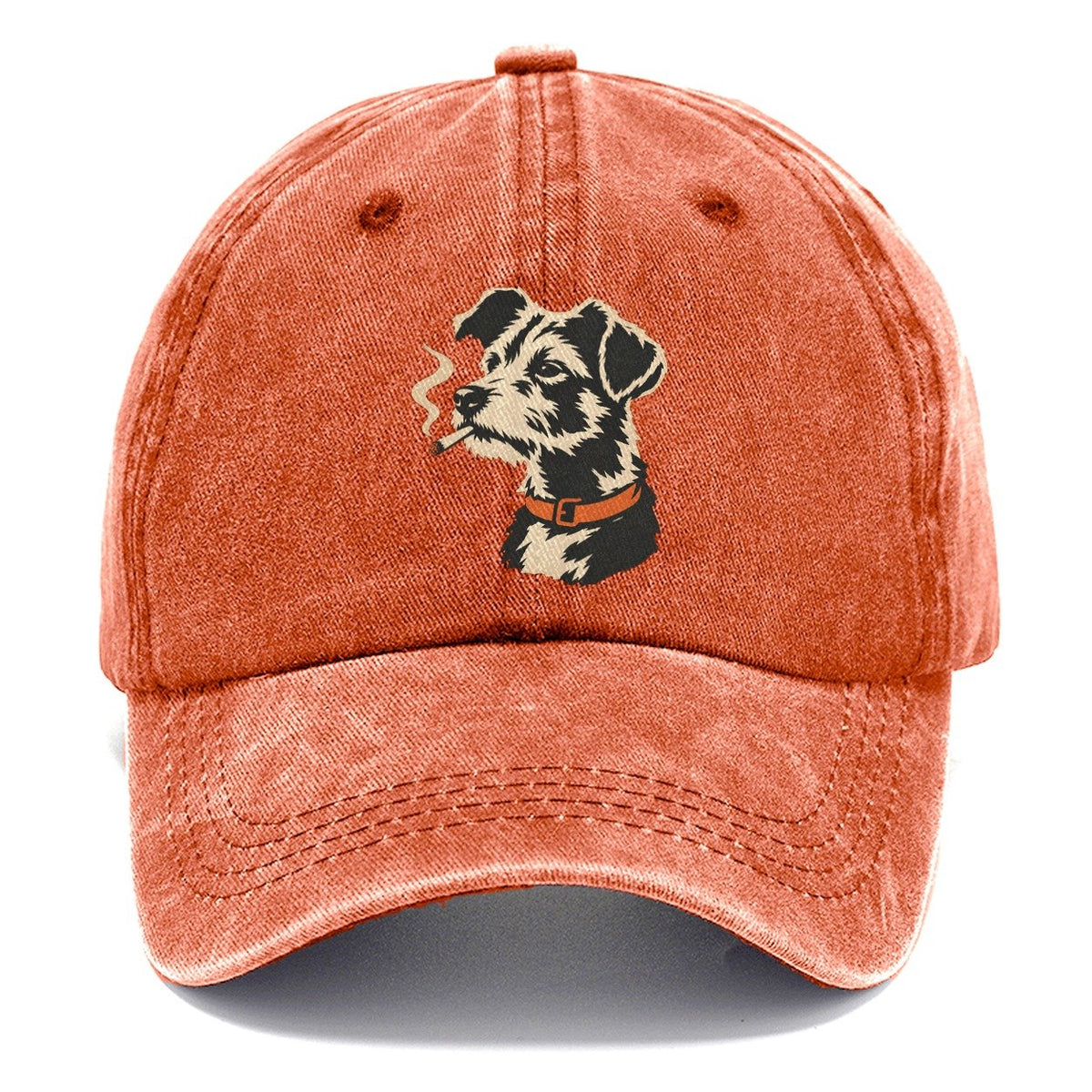 Smoking Terrier with Orange Collar Classic Cap – Terracotta Clay