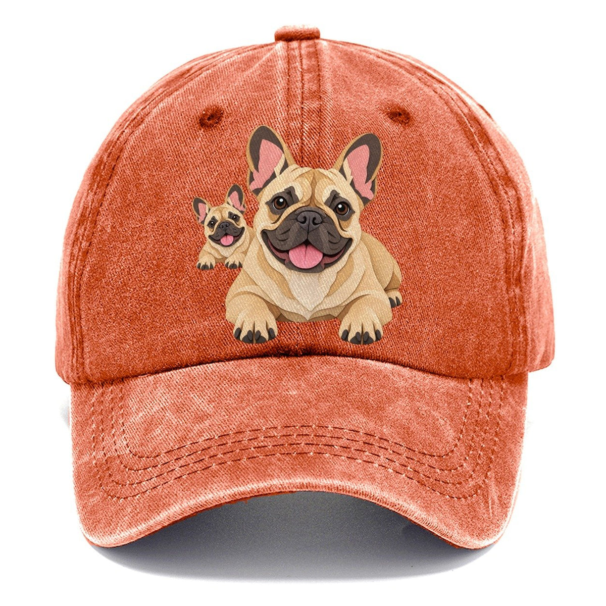 Cut-Paper Collage French Bulldog Lying Down Classic Cap – Terracotta Clay