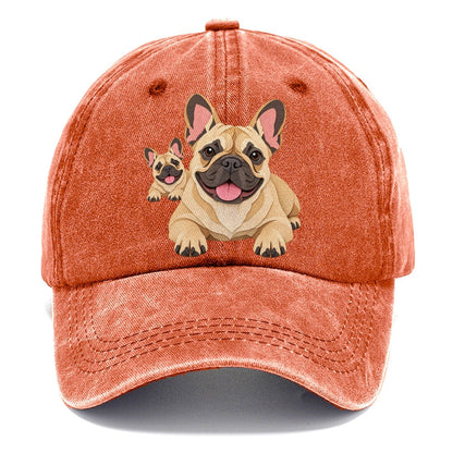 Cut-Paper Collage French Bulldog Lying Down Classic Cap – Terracotta Clay