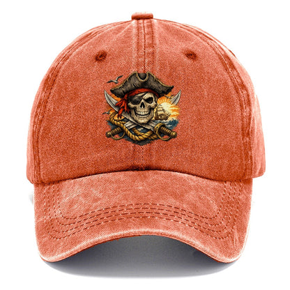 Pirate Skull Sunset Voyage Classic Cap – Terracotta Clay