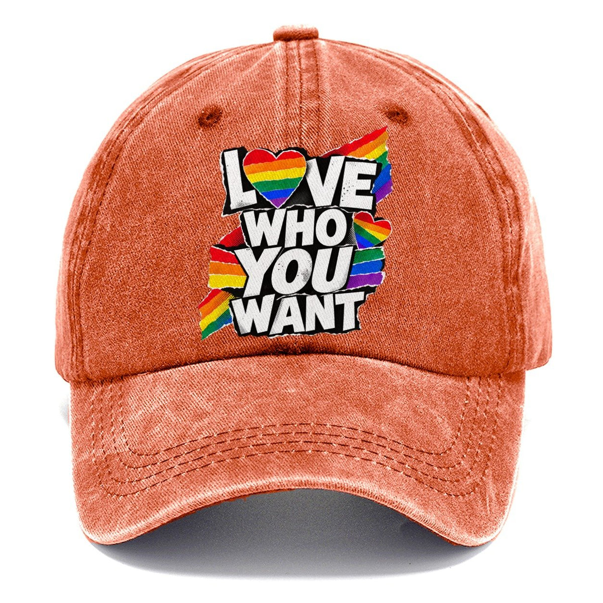 Love Who You Want Rainbow Heart Classic Cap – Terracotta Clay