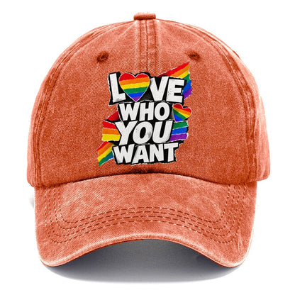 Love Who You Want Rainbow Heart Classic Cap – Terracotta Clay