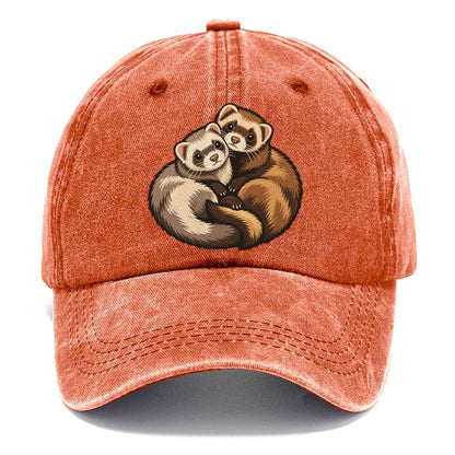 Ferret Pair Curl Small Pet Logos Classic Cap – Terracotta Clay