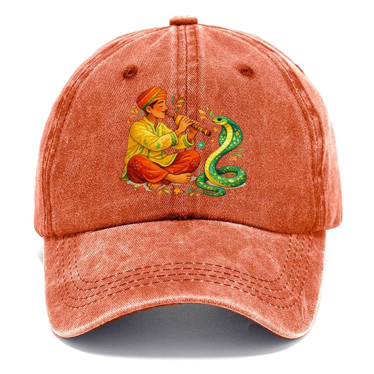 Snake Charmer Playing Flute Classic Cap – Terracotta Clay
