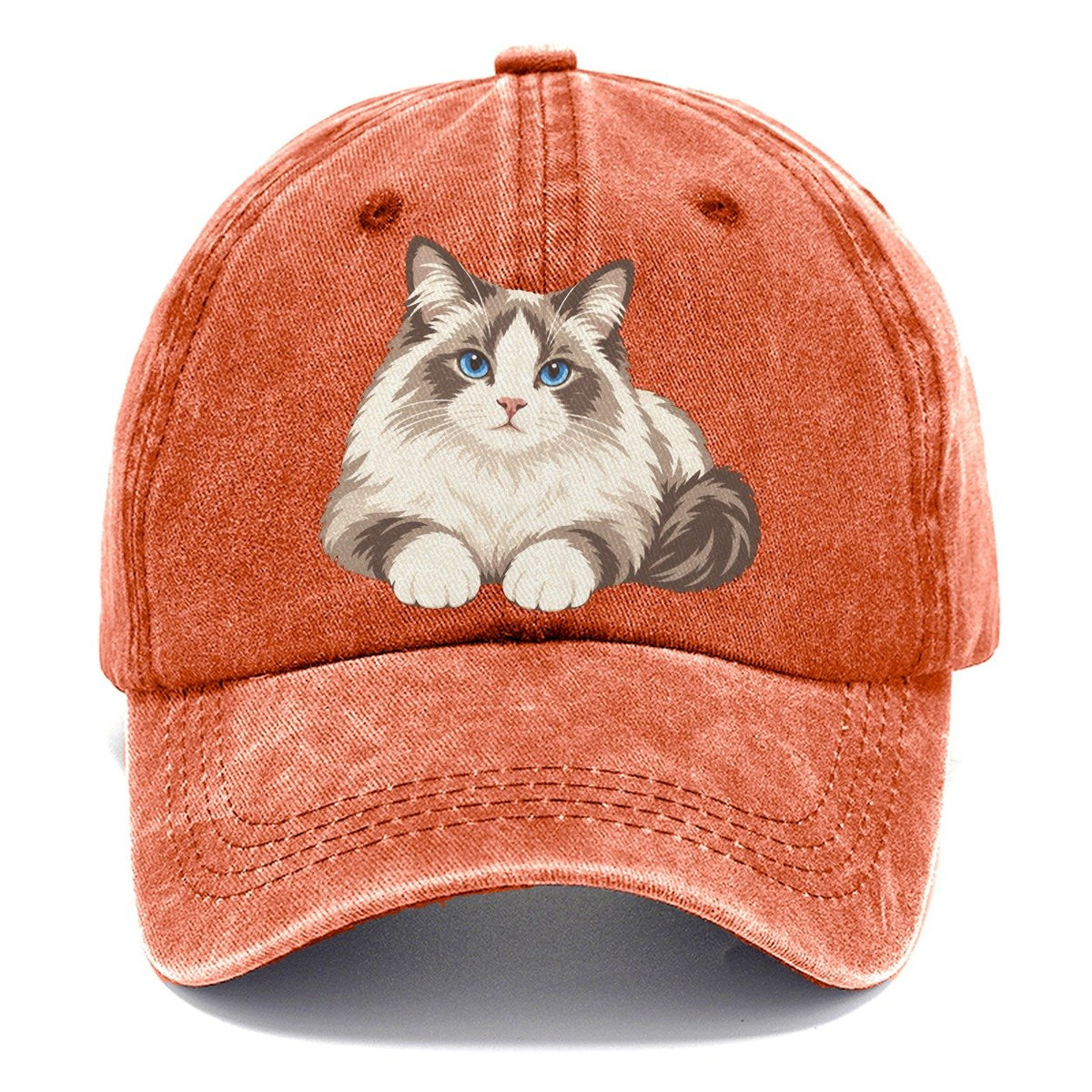 Ragdoll Reclining Paws Forward Realistic Cat Portrait Classic Cap – Terracotta Clay