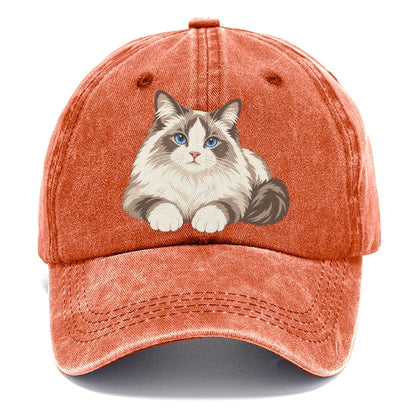 Ragdoll Reclining Paws Forward Realistic Cat Portrait Classic Cap – Terracotta Clay