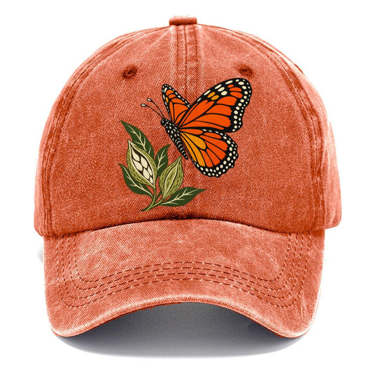 Monarch Butterfly with Milkweed Pods Classic Cap – Terracotta Clay