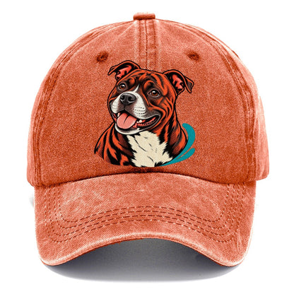 Happy Pitbull Pop Art Portrait Classic Cap – Terracotta Clay