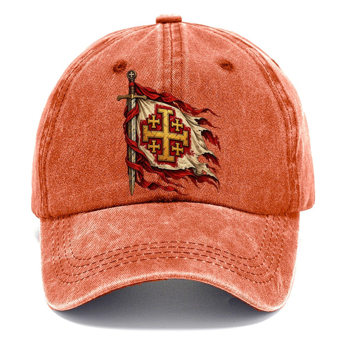 Crusader Heraldry Jerusalem Cross Shield Classic Cap – Terracotta Clay