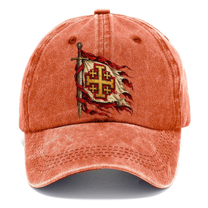 Crusader Heraldry Jerusalem Cross Shield Classic Cap – Terracotta Clay