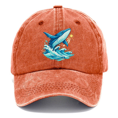Vintage Whale Ocean Waves Classic Cap – Terracotta Clay