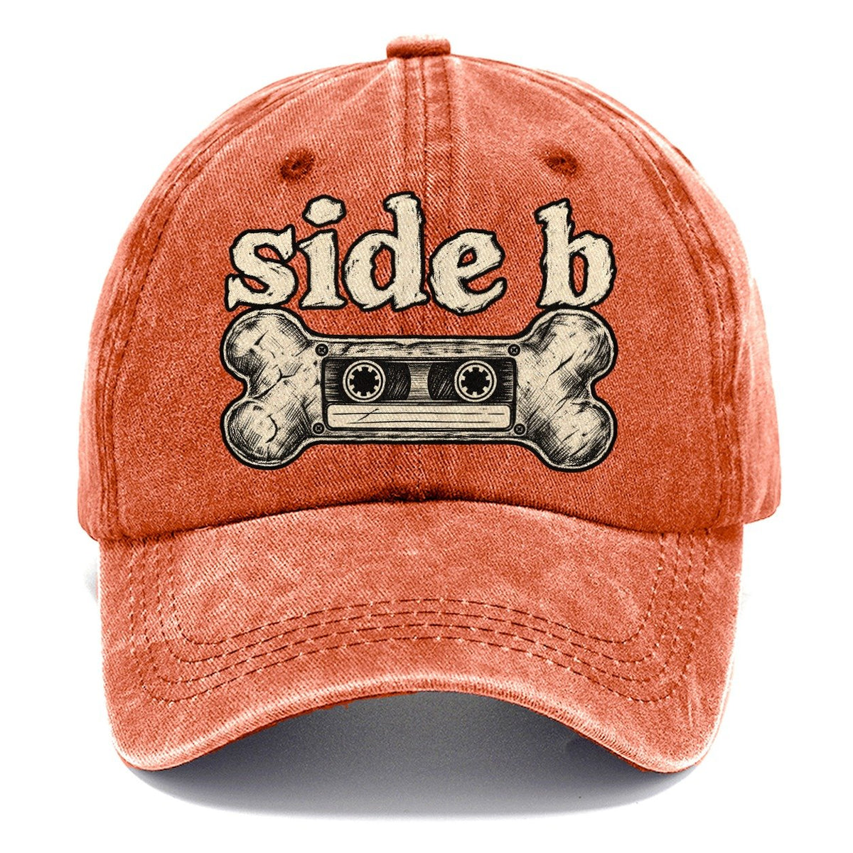 A Dog Bone Drawn As A Cassette Tape Bark For Me Classic Cap – Terracotta Clay