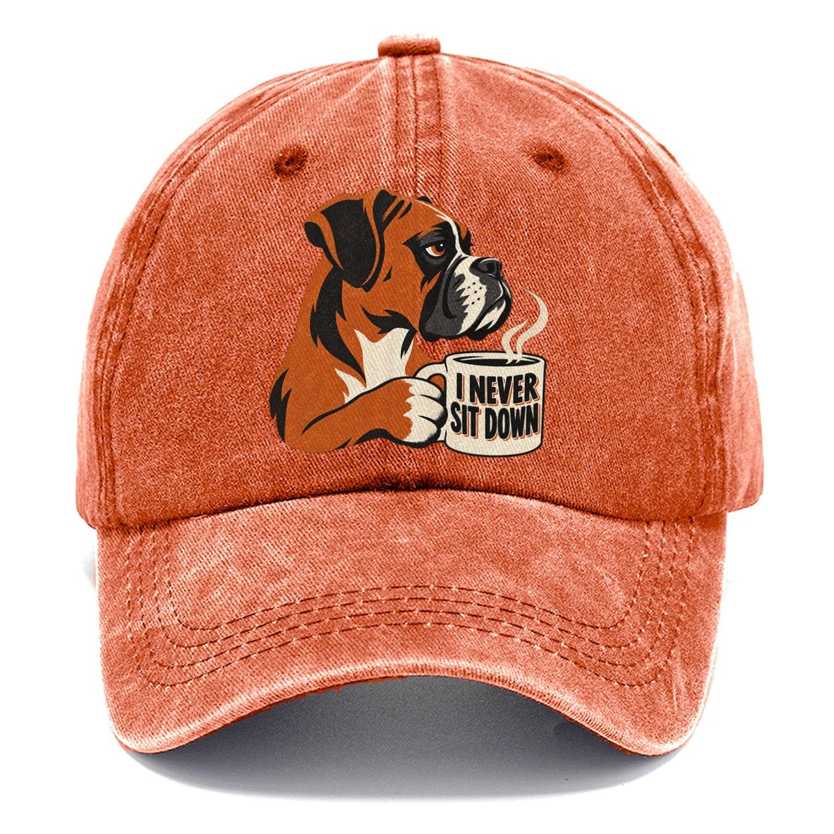 Boxer Dog I Never Sit Down Coffee Classic Cap – Terracotta Clay