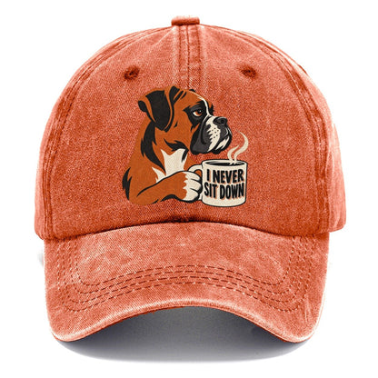 Boxer Dog I Never Sit Down Coffee Classic Cap – Terracotta Clay