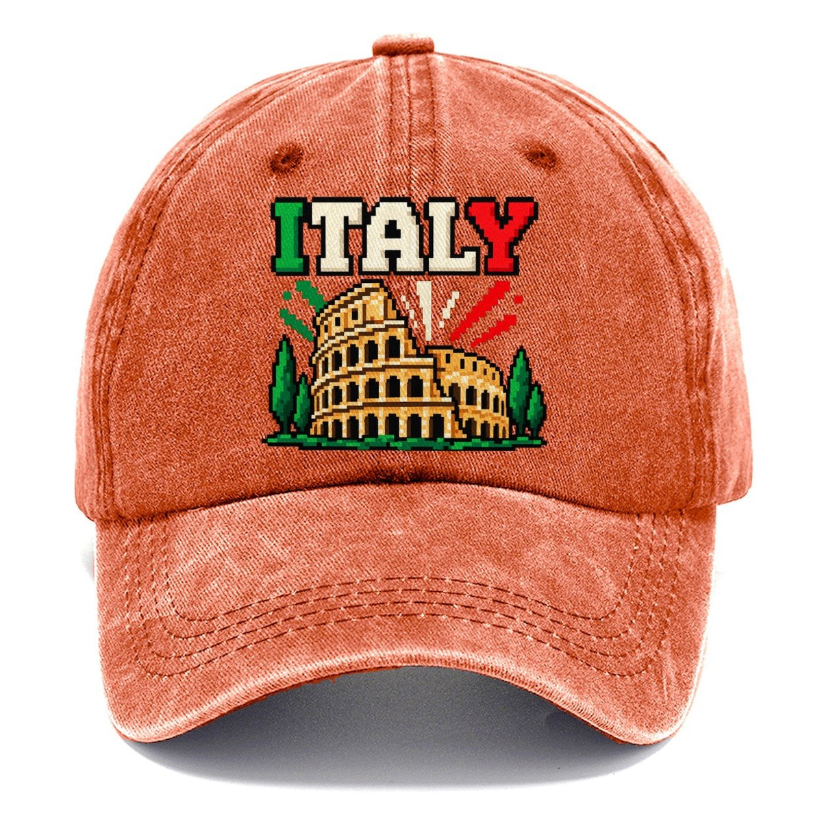 Italy Retro Pixel Badge Classic Cap – Terracotta Clay