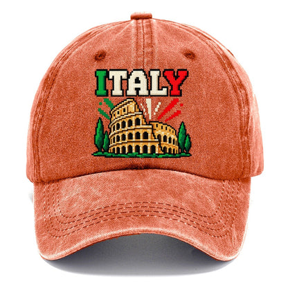 Italy Retro Pixel Badge Classic Cap – Terracotta Clay